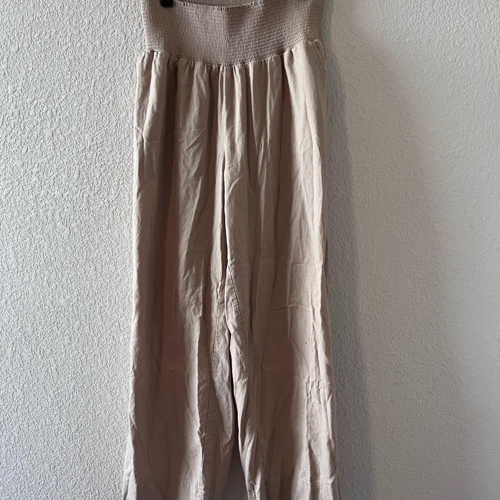 Beige Wide-Leg Maternity Pants